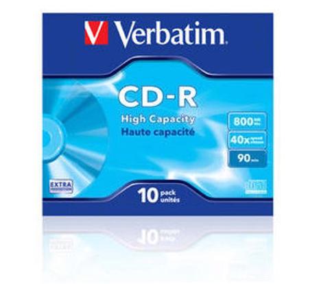 Verbatim CD-R 40x 800MB 90min Hi Capacity Jewel Case (10 Pack)