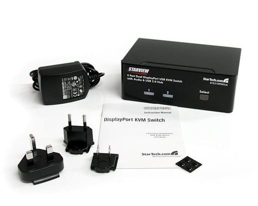 StarTech.com 2-Port Dual DisplayPort USB KVM Switch with Audio and USB 2.0 Hub