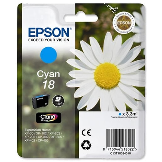 Epson Daisy 18 Series T1802 Cyan Ink Cartridge (Yield 180 Pages) RS Blister