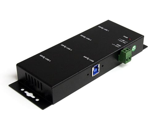 StarTech.com Mountable 4 Port Rugged Industrial SuperSpeed USB 3.0 Hub (Black)