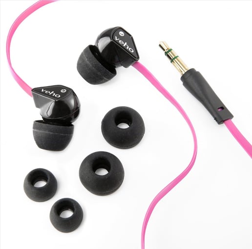 Veho Z-1 360 Noise Isolating Stereo Earphones - Pink