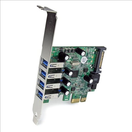StarTech.com 4 Port PCI Express PCIe SuperSpeed USB 3.0 Controller Card Adaptor with SATA Power (Low Profile)