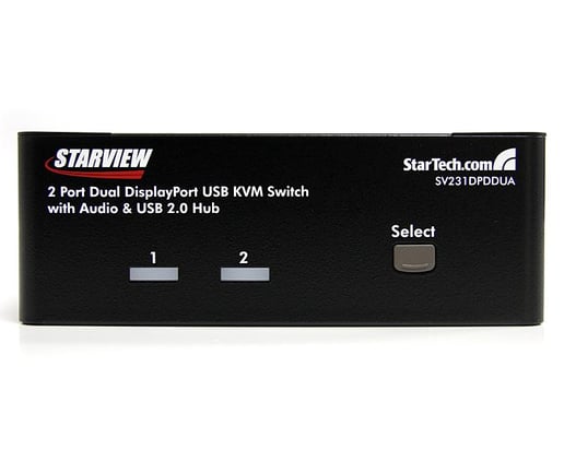 StarTech.com 2-Port Dual DisplayPort USB KVM Switch with Audio and USB 2.0 Hub