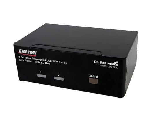 StarTech.com 2-Port Dual DisplayPort USB KVM Switch with Audio and USB 2.0 Hub