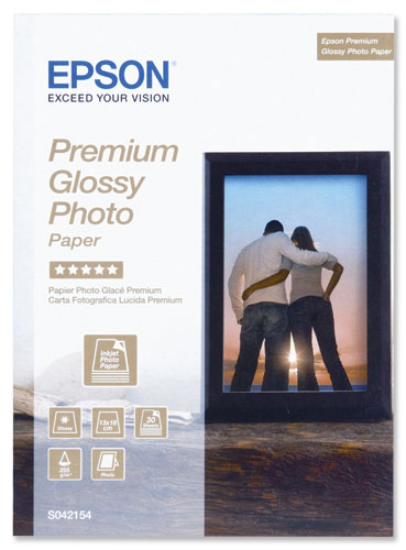 Epson Premium (13cm x 18cm) 255g/m2 Glossy Photo Paper (White) 1 Pack of 30 Sheets