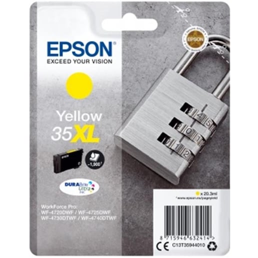 Epson Padlock 35XL T3594 (Yield 1900 pages) DURABrite Ultra Yellow 20.3ml Ink Cartridge