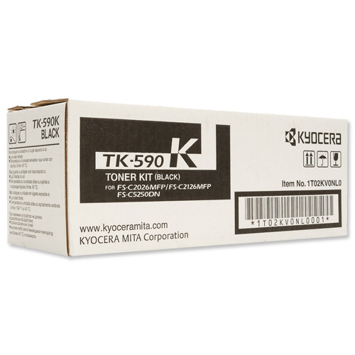 Kyocera TK-590K Black Microfine Toner Cartridge for FS-C2026MFP/FS-C2126MFP (Yield 7,000 Pages)