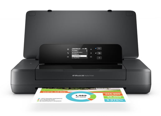 HP OfficeJet 200 (A4) Colour Inkjet Wireless Mobile Printer 128MB 2 inch Mono LCD 10ppm (Mono) ISO 7ppm (Colour) ISO 500 (MDC) 34 sec (Photo)