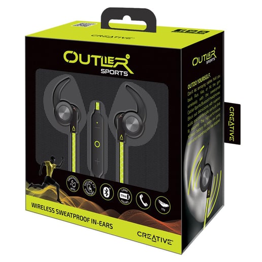 Creative Outlier Sports Wireless Sweatproof In-Ear Headphones (Neon Green)