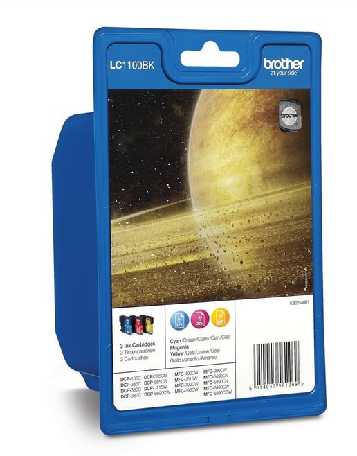 Brother LC1100 Rainbow Pack Ink Cartridges Cyan/Magenta/Yellow (Yield: 325 Pages)