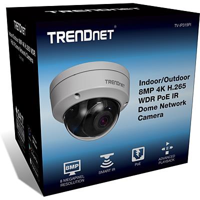 TRENDnet (8MP) IR Dome Network Camera 4K H.265 WDR PoE Day/Night Indoor/Outdoor (Silver) V1.0R
