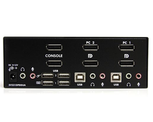 StarTech.com 2-Port Dual DisplayPort USB KVM Switch with Audio and USB 2.0 Hub