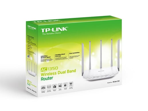 TP-Link Archer C60 AC1350 867Mbps (5GHz) 450Mbps (2.4GHz) Dual-Band Wireless Router White (V1.0)