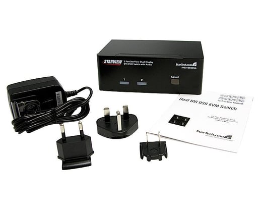 StarTech.com 2-Port Dual DVI USB KVM Switch with Audio and USB 2.0 Hub