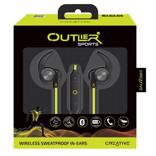 Creative Outlier Sports Wireless Sweatproof In-Ear Headphones (Neon Green)