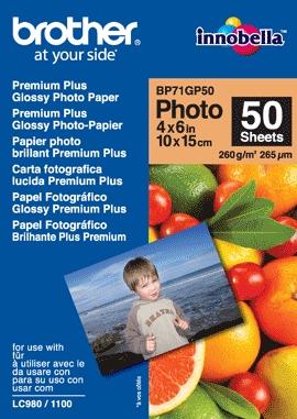 Brother BP71GLP (6 x 4 inch) 260g/m2 Premium Plus Glossy Photo Paper (50 Sheets)