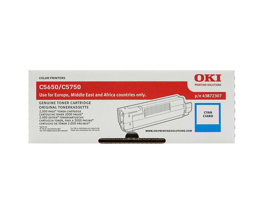 OKI 43872307 (Yield: 2,000 Pages) Cyan Toner Cartridge