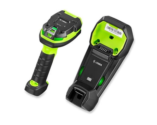 Zebra DS3678-SR Cordless Rugged Barcode Scanner (Green) with Cradle, USB Shield Cable and 12V Power Supply
