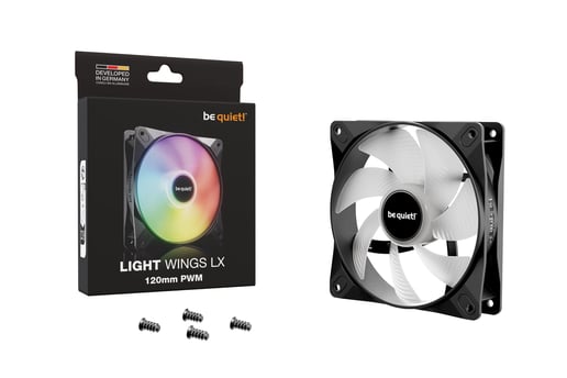 be quiet! Light Wings LX 120mm PWM ARGB Chassis Fan in Black