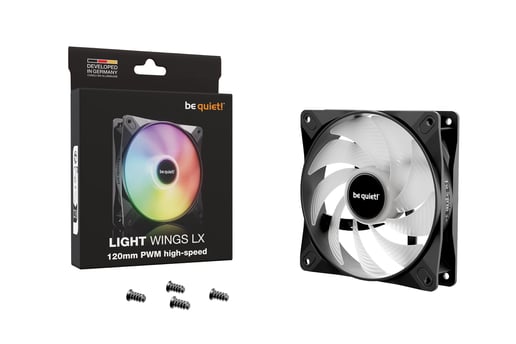 be quiet! Light Wings LX 120mm PWM ARGB High-Speed Chassis Fan in Black