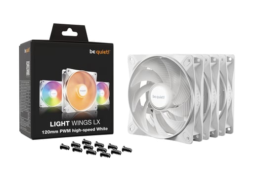 be quiet! Light Wings LX 120mm PWM ARGB High-Speed Triple Fan Pack in White