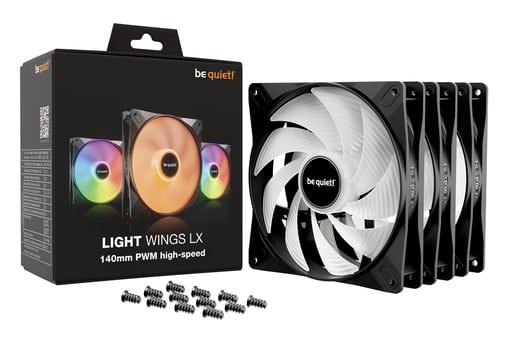 be quiet! Light Wings LX 140mm PWM ARGB High-Speed Triple Fan Pack in Black