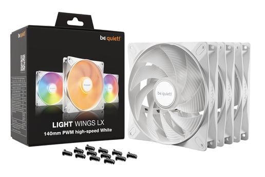 be quiet! Light Wings LX 140mm PWM ARGB High-Speed Triple Fan Pack in White