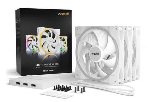 be quiet! Light Wings White 140mm PWM ARGB Triple Fan Pack in White