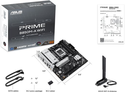 ASUS Prime B850M-A WiFi mATX Motherboard for AMD AM5 CPUs