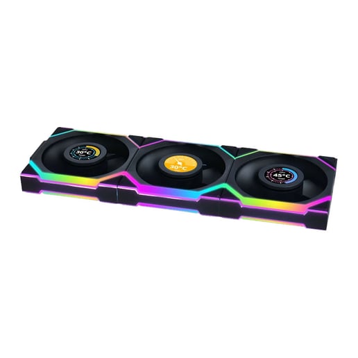 Lian Li UNI FAN SL Wireless Reverse Blade 120mm ARGB LCD Triple Pack Fans in Black