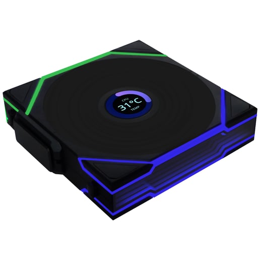Lian Li UNI FAN TL LCD Wireless Reverse 120mm Triple Pack Fans in Black with controller