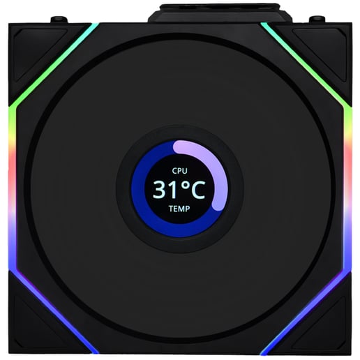 Lian Li UNI FAN TL LCD Wireless Reverse 120mm Triple Pack Fans in Black with controller