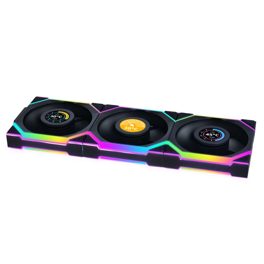 Lian Li UNI FAN SL Wireless LCD 120mm Triple Pack of Fans in Black
