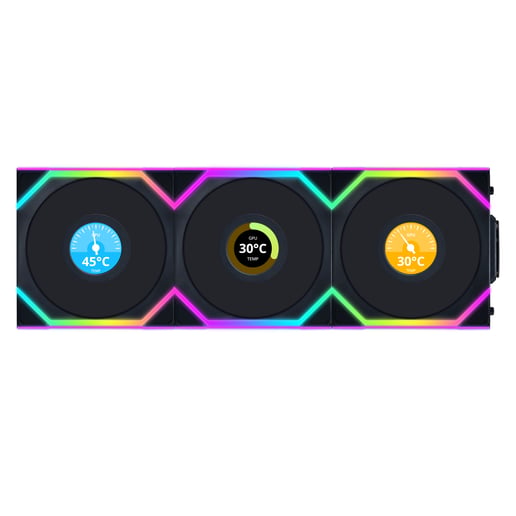 Lian Li UNI FAN SL Wireless LCD 120mm Triple Pack of Fans in Black