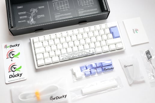 Ducky One 3 Classic Mini Mechanical USB Keyboard in Pure White, 60%, RGB, UK Layout, Cherry MX Silver Switches