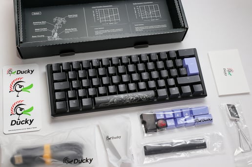 Ducky One 3 Classic Mini Mechanical USB Keyboard in Galaxy Black, 60%, RGB, UK Layout, Cherry MX Red Switches