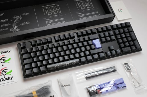 Ducky One 3 Classic Mechanical USB Keyboard in Galaxy Black, Full-size, RGB, UK Layout, Cherry MX Silent Red Switches