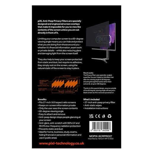 piXL 27 Inch Monitor Privacy Screen, Anti-Glare, Anti-Peep