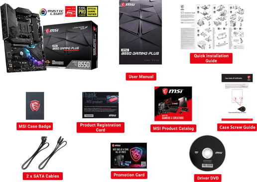 MSI MPG B550 GAMING PLUS ATX Motherboard for AMD AM4 CPUs