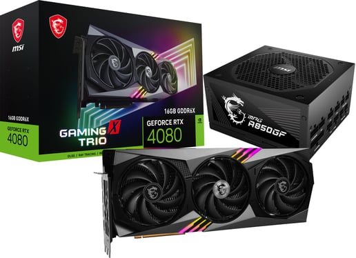 Bundle - MSI GeForce RTX 4080 GAMING X TRIO 16GB Graphics Card and MSI MPG A850GF 850W 80 PLUS Gold PSU