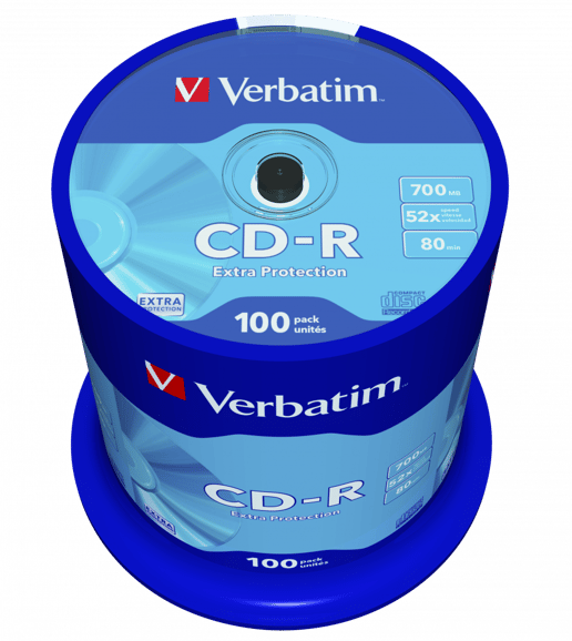 Verbatim 700MB CD-R Extra Protection Discs, 52x, 100 Pack Spindle