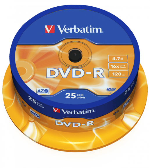 Verbatim 4.7GB DVD-R Discs, 16x, 25 Pack Spindle