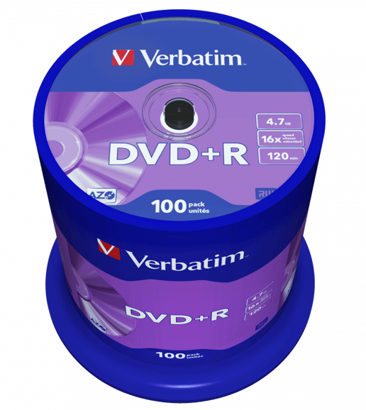Verbatim 4.7GB DVD+R Discs, 16x, 100 Pack Spindle