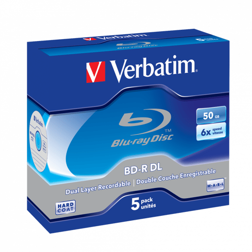 Verbatim 50GB BD-R DL Discs, 6x, 5 Pack Jewel Case