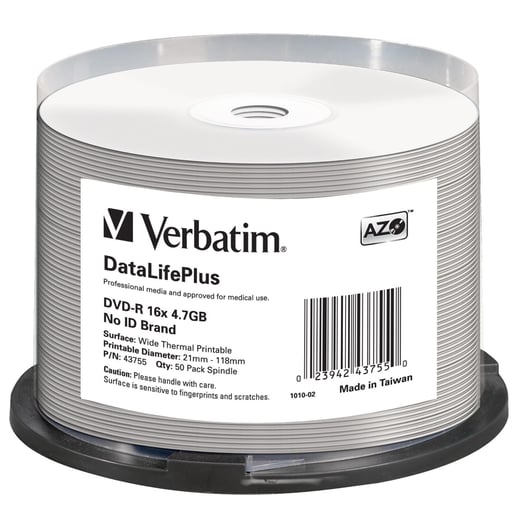 Verbatim DVD-R 4.7GB 16x Print 50pk