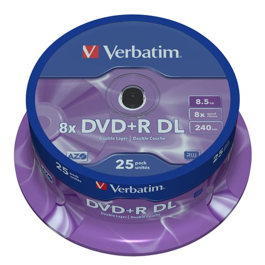 Verbatim DVD+R 8x DL Matt Silver 25pk