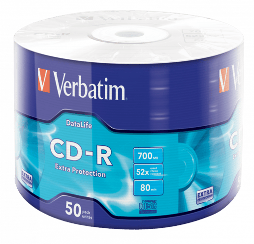Verbatim 700MB CD-R Extra Protection Discs, 52x, 50 Pack Wrap Spindle