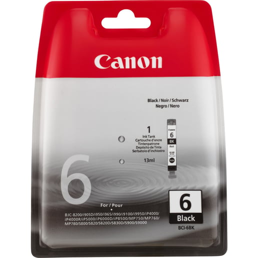 Canon BCI-6BK Ink Cartridge - Black, 13ml (Yield 2000 Pages)