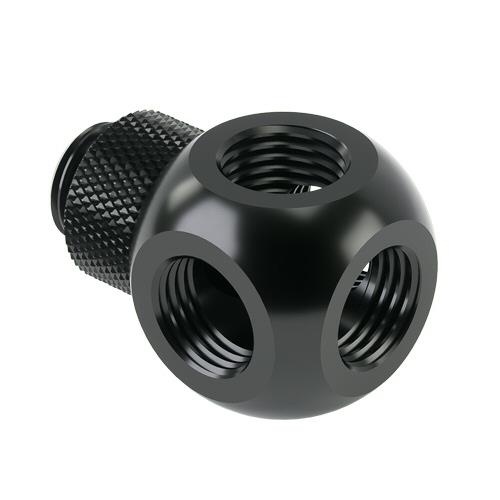 Barrow G1/4 Male Rotary to G1/4 Female 5-way T-Splitter in Black