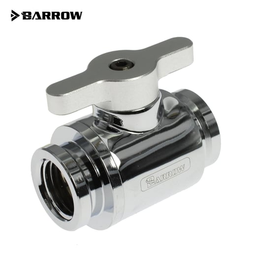 Barrow G1/4 Mini Ball Valve in Shiny Silver with Matt Silver Handle